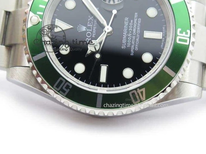 MiroTime 0523 SoftTouch Submariner 16610LV SS Green Metal Bezel JF 1:1 Best Edition Black Dial On SS Bracelet SH 3755